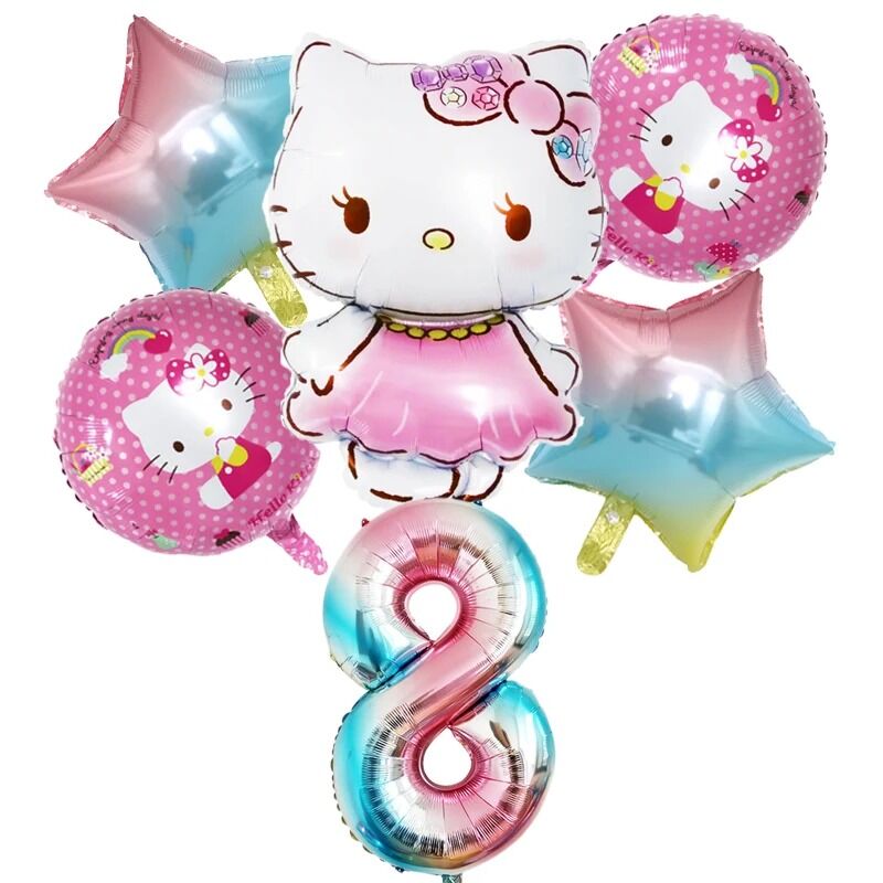 Ballons d'anniversaire Hello Kitty Papillon 8 Multicolore